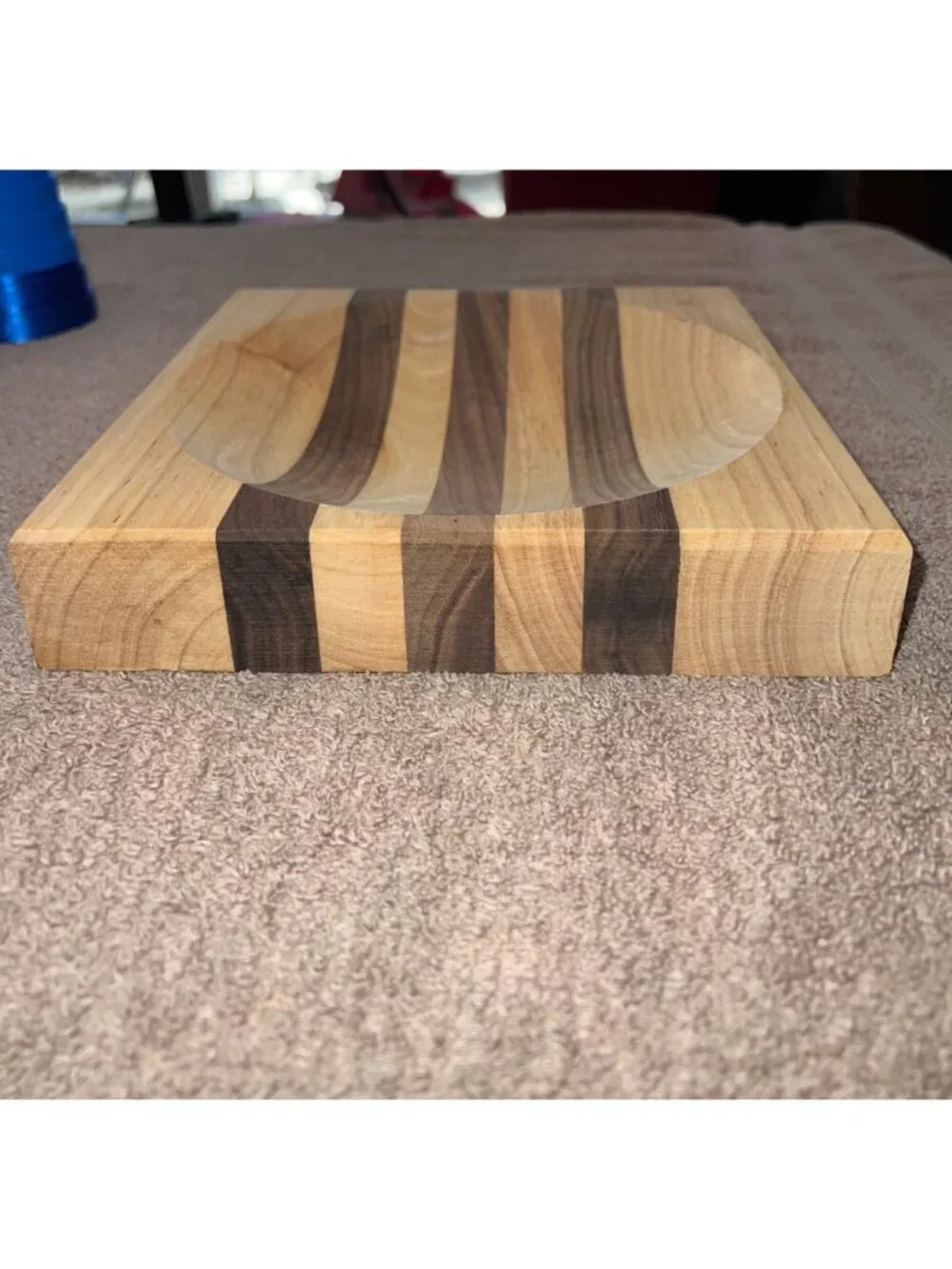 Handcrafted Ulu Chopping Bowl Multi-Toned Natural Wood Design Birch Maple Boho